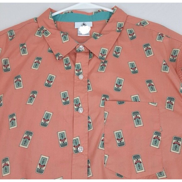 Disney Parks Push Talking Trash Can Short Sleeve Button Up Camp Shirt Size XL - Picture 1 of 6